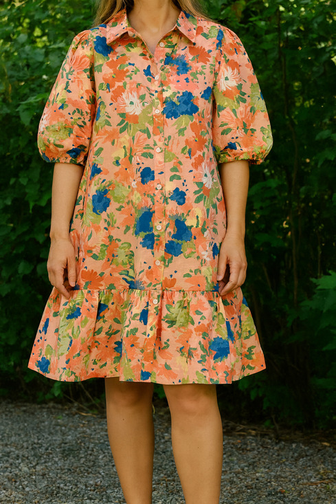 Eloquii Dresses & Skirts - Eloquii Elements Print fit and flair , tiered Dress with Puff Sleeves, Size 22